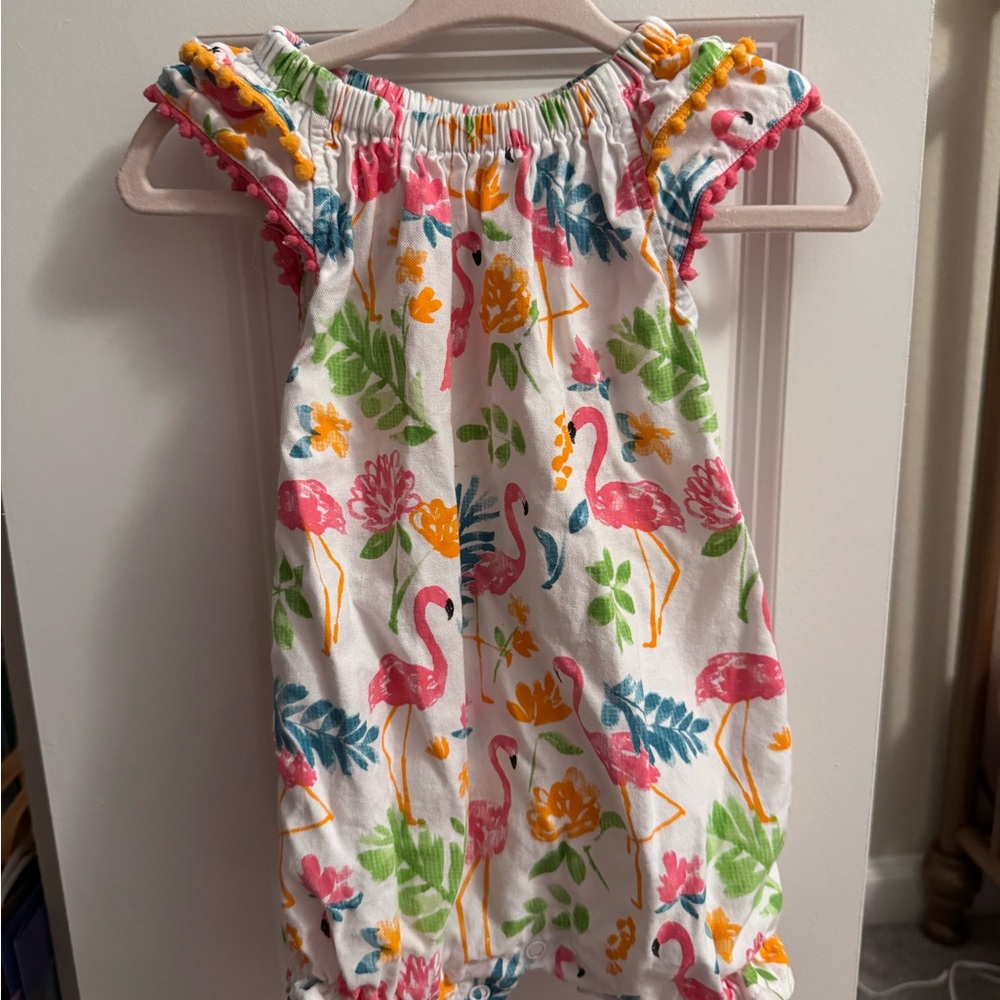 MudPie Floral Flamingo Baby Romper